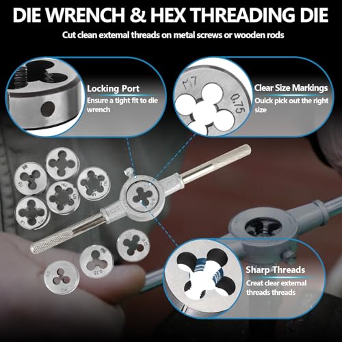 FAHKNS 110PCS Metric Tap and Die Set, Metric Size M2-M18 Rethreading Kit, for Making Screw Threads for Cutting External and Internal Thread - Image 3