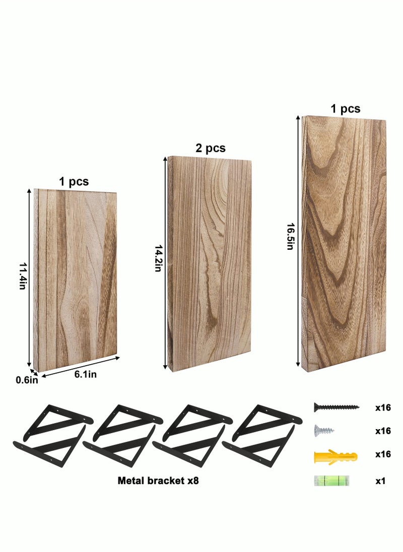 MIXDE Floating Shelves Rustic Wood Shelves 4 Sets of Wall Mounted Shelf for Bathroom Decor Bedroom Living Room and Plants  - Image 3