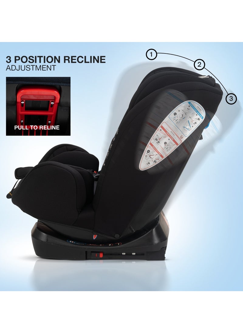 BAYBEE - Convertible Car Seat for Baby 0 to 12 Years with ISOFIX, 3 Position Recline, Headrest Adjustable ECE R44/04 Safety Certified Travel Baby Car Seat for Toddlers Kids Boys Girls Pure Black - Image 1