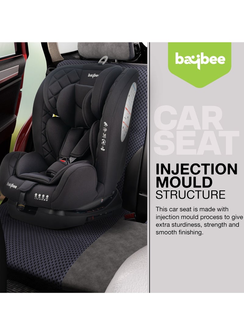 BAYBEE - Convertible Car Seat for Baby 0 to 12 Years with ISOFIX, 3 Position Recline, Headrest Adjustable ECE R44/04 Safety Certified Travel Baby Car Seat for Toddlers Kids Boys Girls Pure Black - Image 1