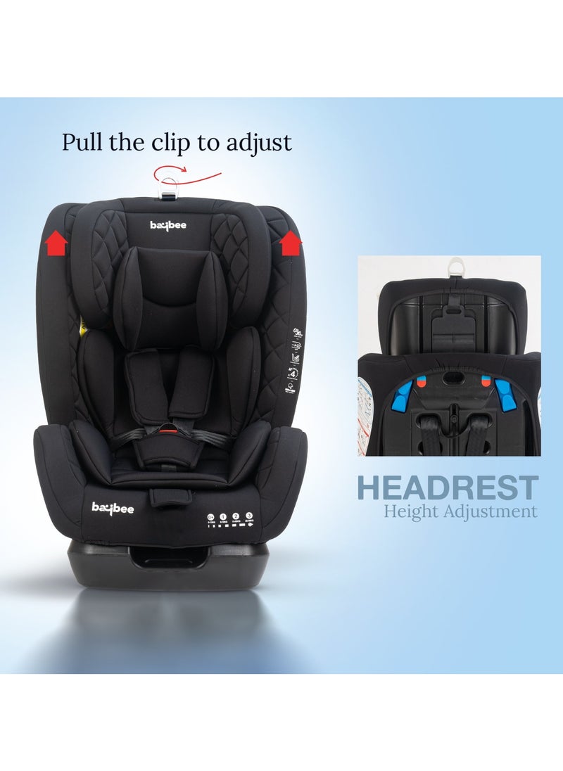 BAYBEE - Convertible Car Seat for Baby 0 to 12 Years with ISOFIX, 3 Position Recline, Headrest Adjustable ECE R44/04 Safety Certified Travel Baby Car Seat for Toddlers Kids Boys Girls Pure Black - Image 1