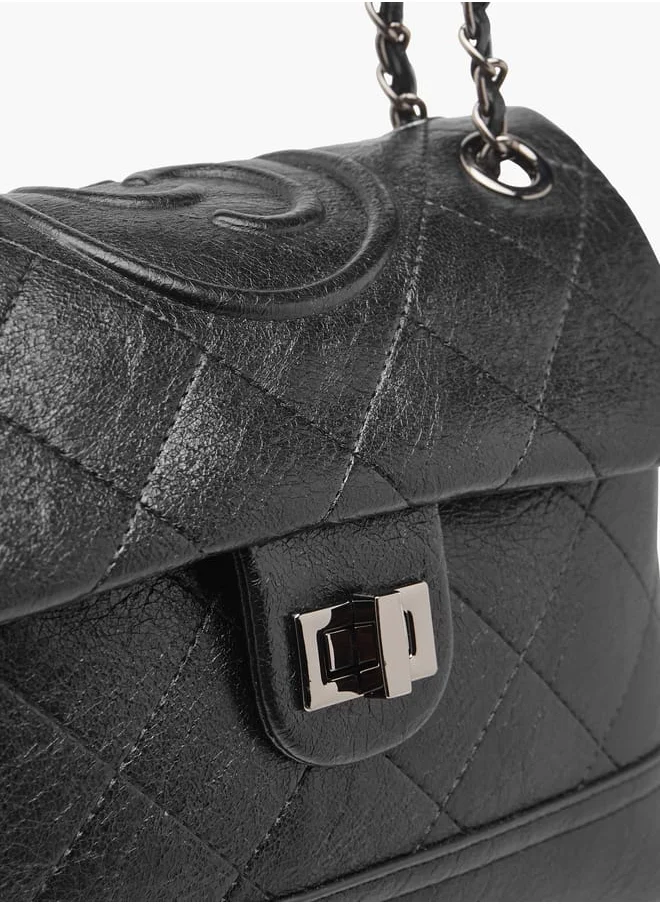 Celeste Women Quilted Crossbody Bag with Adjustable Strap and Twist Clasp Closure