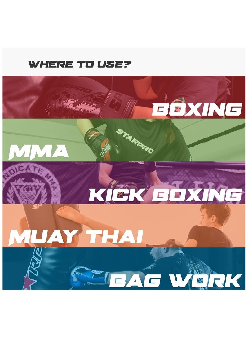 ستاربرو قفازات ملاكمة من حجر السج غير اللامع من ستاربرو، قفازات ملاكمة للرجال والنساء للتدريب والكيك بوكسينج من الجلد الصناعي، الوزن 236.59، 295.74، 354.88، 414.03 و473.18 مل، بالون أسود معدات رياضية - ألعاب رياضية - معدات رياضية وصالة ألعاب رياضية - Image 5