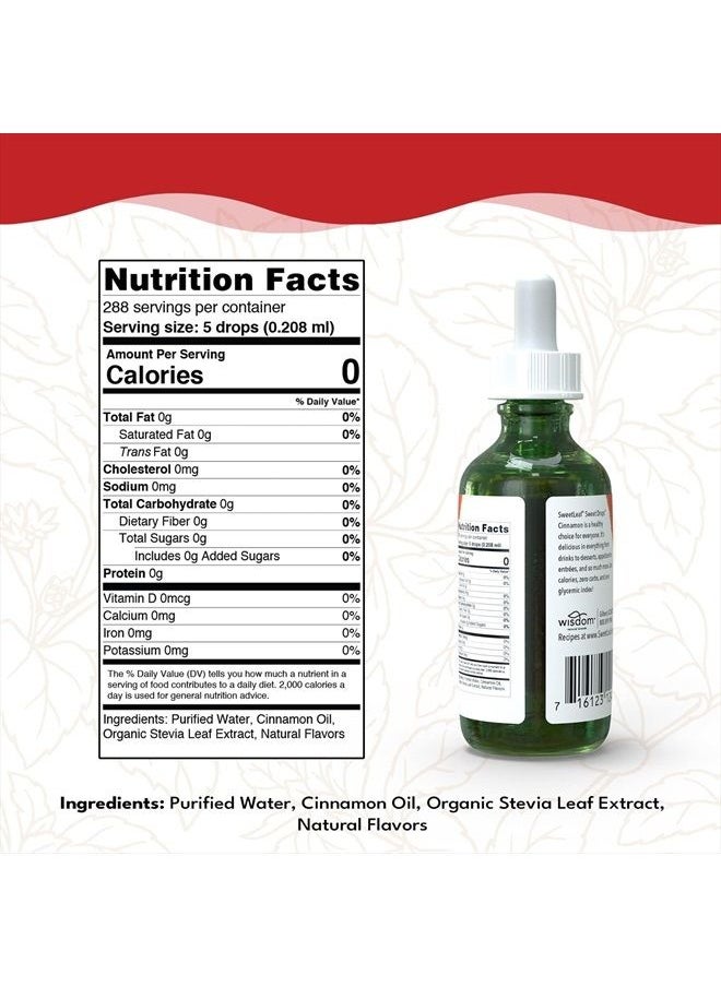Sweet Drops - SweetLeaf Stevia Sweet Drops Cinnamon - Liquid Stevia Drops Sweetener, Zero Calorie, Non-GMO Flavored Stevia Liquid Sugar Substitute for Keto Coffee, Tea, Sugar-Free Baking, 2 Fl Oz (Pack of 2) - Image 1