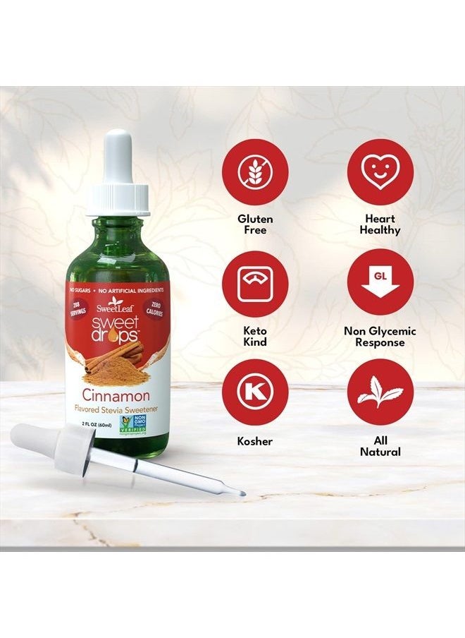 Sweet Drops - SweetLeaf Stevia Sweet Drops Cinnamon - Liquid Stevia Drops Sweetener, Zero Calorie, Non-GMO Flavored Stevia Liquid Sugar Substitute for Keto Coffee, Tea, Sugar-Free Baking, 2 Fl Oz (Pack of 2) - Image 1