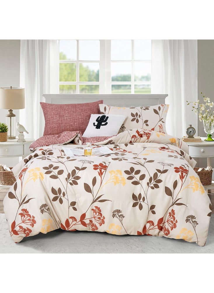 Melen Single Summer Microfiber Bedding Set- 4 Pieces -Layton- Cream - Nude  - Image 1