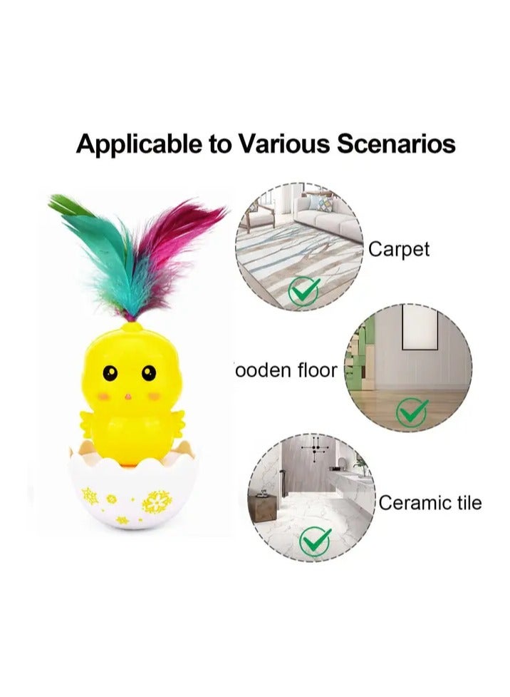 A.M Cat Feathers,Funny Cat Ball Toys Self-Happy Glasses with Feather - Interactive Feather Cat Toy Kitten Toys, Interactive Cat Toys for Cats, Sliding Tumbler - Image 4