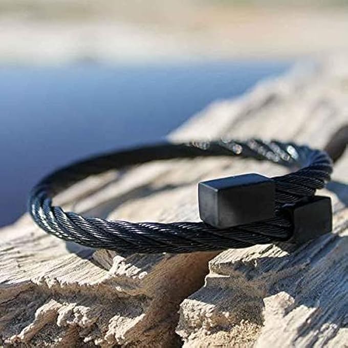 rayihni Chic Stainless Steel Bangle For Men, Black - Image 3