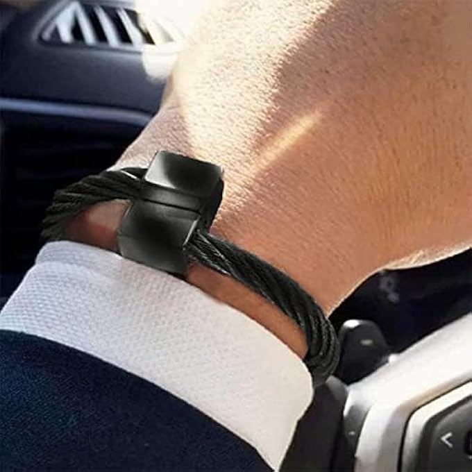 rayihni Chic Stainless Steel Bangle For Men, Black - Image 2