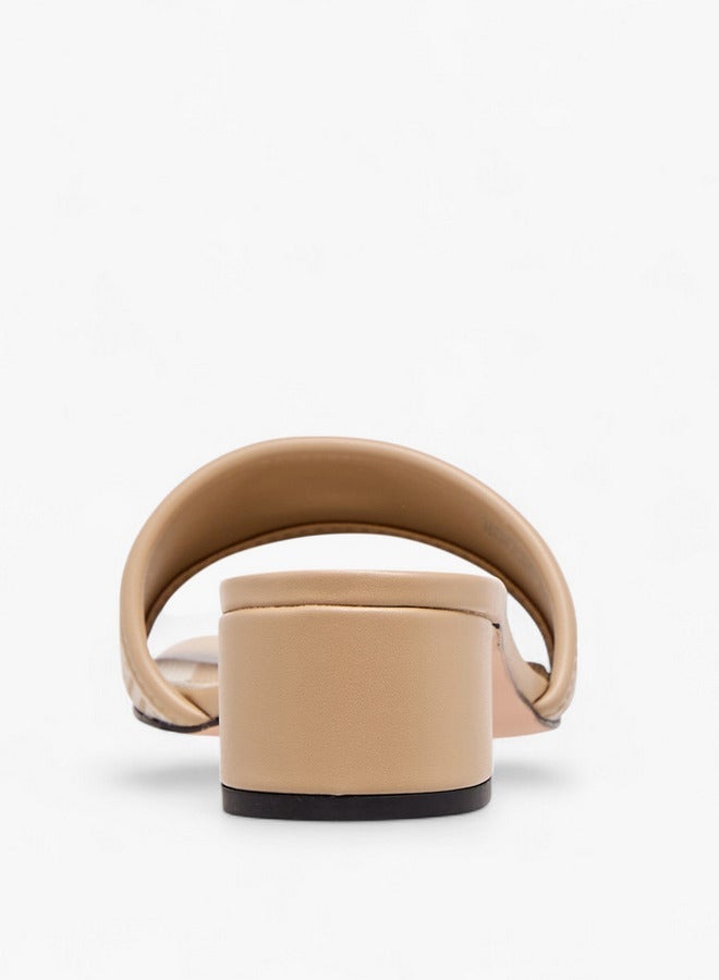 ELLE Women's Monogram Print Slide Sandals with Block Heels - Image 5