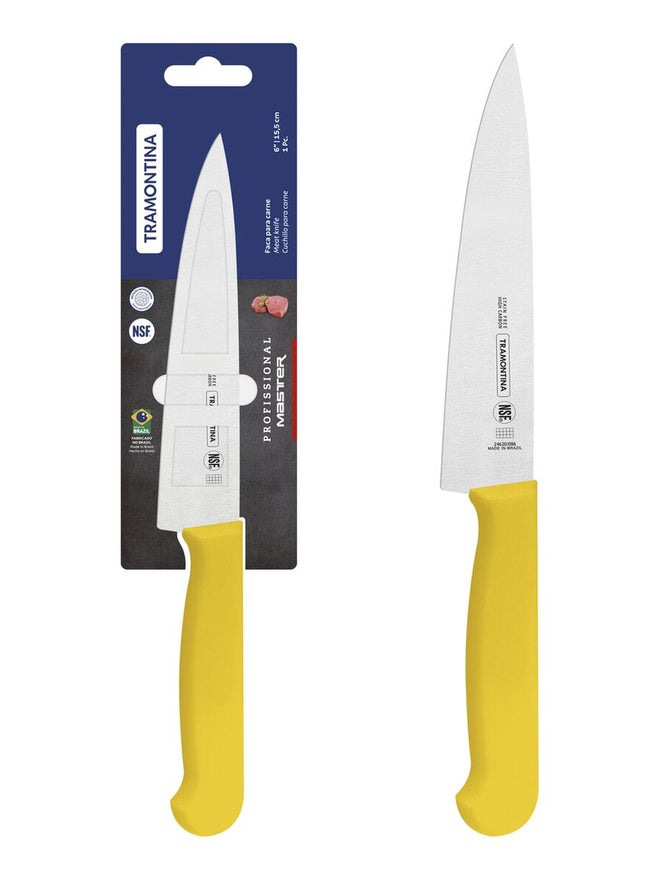 ترامونتينا سكين لحم ترامونتينا احترافي  بوصات بشفرة ستانلس ستيل ومقبض بولي بروبلين أصفر بحماية مضادة للميكروبات - Image 1
