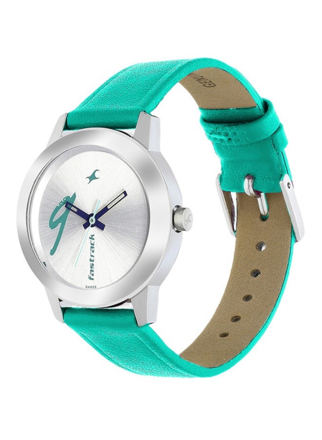 Fastrack Fashion Analogue White Round Dial Green Leather Strap Watch for Women -68008SL06 - Image 2