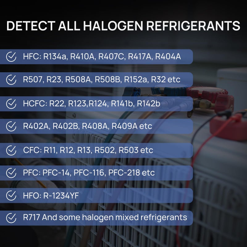TURBRO Refrigerant Leak Detector with Alarms, Halogen Freon Sniffer with Heated Diode Sensor, Detects CFCs HCFCs HFCs HCs HFOs, for Home and Automotive AC Systems, FLA-BDT20 - Image 5