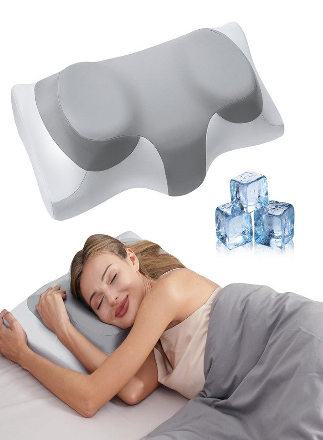 ABLEGRID Dual-Layer Memory Foam Cervical Neck Support Pillow,Contour Cooling Gel Pillow for Neck Shoulder Pain Relief,Ergonomic Orthopedic Adjustable Deep Sleep Bed Pillow for Side,Back,Stomach Sleep - Image 1
