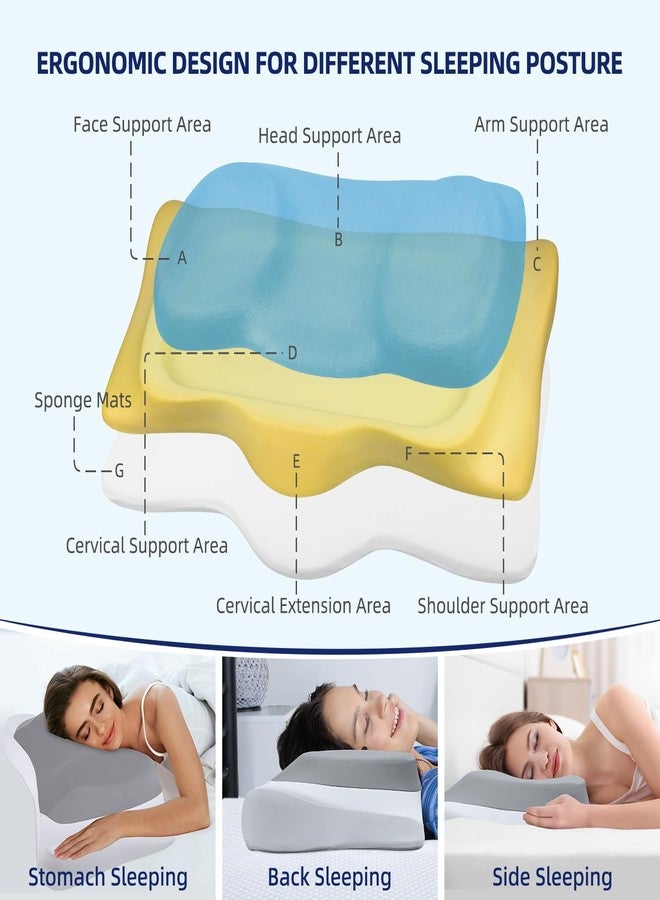 ABLEGRID Dual-Layer Memory Foam Cervical Neck Support Pillow,Contour Cooling Gel Pillow for Neck Shoulder Pain Relief,Ergonomic Orthopedic Adjustable Deep Sleep Bed Pillow for Side,Back,Stomach Sleep - Image 3