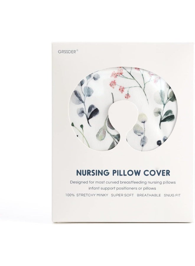 GRSSDER Nursing Pillow Cover Stretchy Minky Removable Nursing Covers for Breastfeeding Pillows, Ultra Soft Comfortable Slipcover for Girls, Stylish Flora Pattern - Image 4