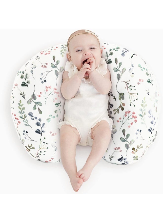 GRSSDER Nursing Pillow Cover Stretchy Minky Removable Nursing Covers for Breastfeeding Pillows, Ultra Soft Comfortable Slipcover for Girls, Stylish Flora Pattern - Image 2