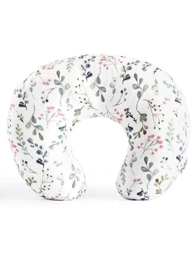 GRSSDER Nursing Pillow Cover Stretchy Minky Removable Nursing Covers for Breastfeeding Pillows, Ultra Soft Comfortable Slipcover for Girls, Stylish Flora Pattern - Image 1