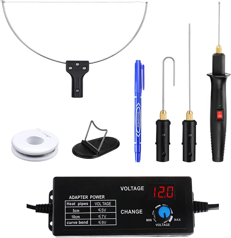 GOCHANGE 4 in 1 Foam Cutter Set with Digital Voltage Controller, Electric Cutting Machine Pen Tools Kit, 100-240V /18W Styrofoam Cutting Pen with Electronic Voltage Transformer Adaptor - Image 1