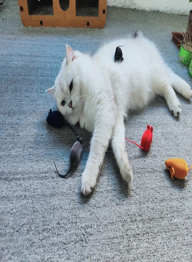 Andiker 6Pcs Cat Mouse Toys, 6 Colors Flocking Squeaking Small Soft Kitten Mice Toys Catch and Fetch Interactive Cat Toys for Indoor Cats and Kitten - Image 4