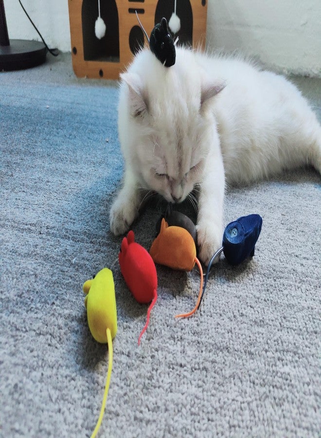 Andiker 6Pcs Cat Mouse Toys, 6 Colors Flocking Squeaking Small Soft Kitten Mice Toys Catch and Fetch Interactive Cat Toys for Indoor Cats and Kitten - Image 3
