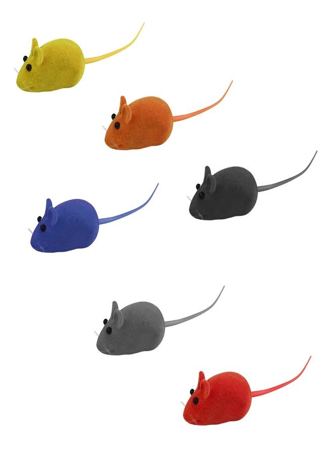 Andiker 6Pcs Cat Mouse Toys, 6 Colors Flocking Squeaking Small Soft Kitten Mice Toys Catch and Fetch Interactive Cat Toys for Indoor Cats and Kitten - Image 1