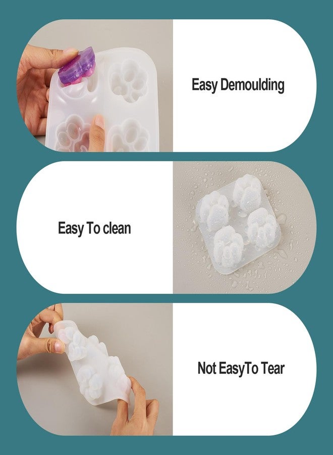 Boutigem 3Pcs Paw Print Silicone Mold Cat Footprint Resin Casting Molds 50-120mm for Cabochons Keychain Earring Epoxy Resin Jewelry Making Decor - Image 3