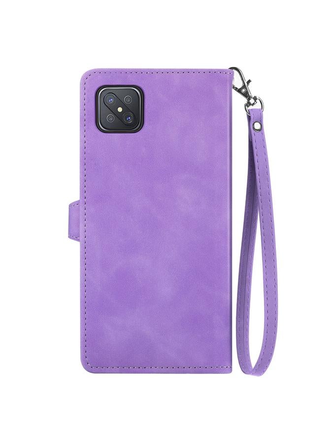 اس-توب جراب هاتف OPPO Reno4 Z 5G من الجلد بسحاب منقوش بالزهور - Image 3