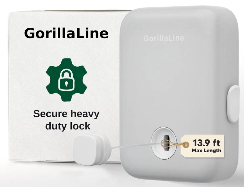 GorillaLine  Retractable Clothesline Indoor Outdoor Clothes Line  Heavy Duty Clothes Drying Laundry Line  Wall Mounted Drying Rack  Air Dry Clothing