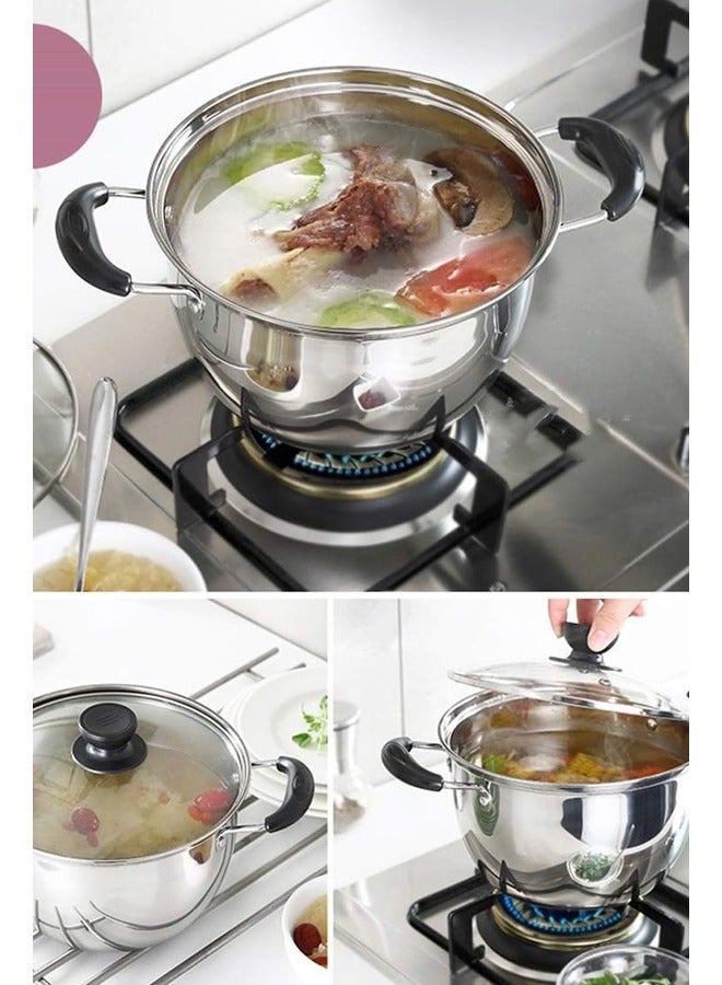 قدر طبخ ستيل بغطاء زجاجي ومقابض مقاومة للحرارة، وعاء طبخ الحساء والكبسة، والإيدام، متعدد الاستخدامات، عالي الجودة، القطر 20سم - Image 3