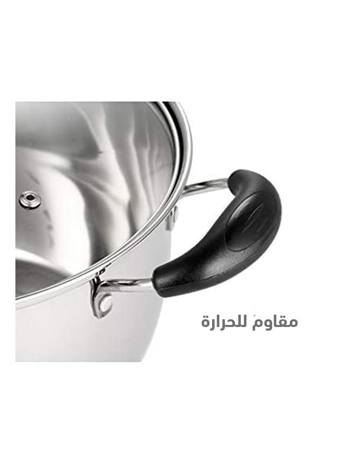 قدر طبخ ستيل بغطاء زجاجي ومقابض مقاومة للحرارة، وعاء طبخ الحساء والكبسة، والإيدام، متعدد الاستخدامات، عالي الجودة، القطر 20سم - Image 5