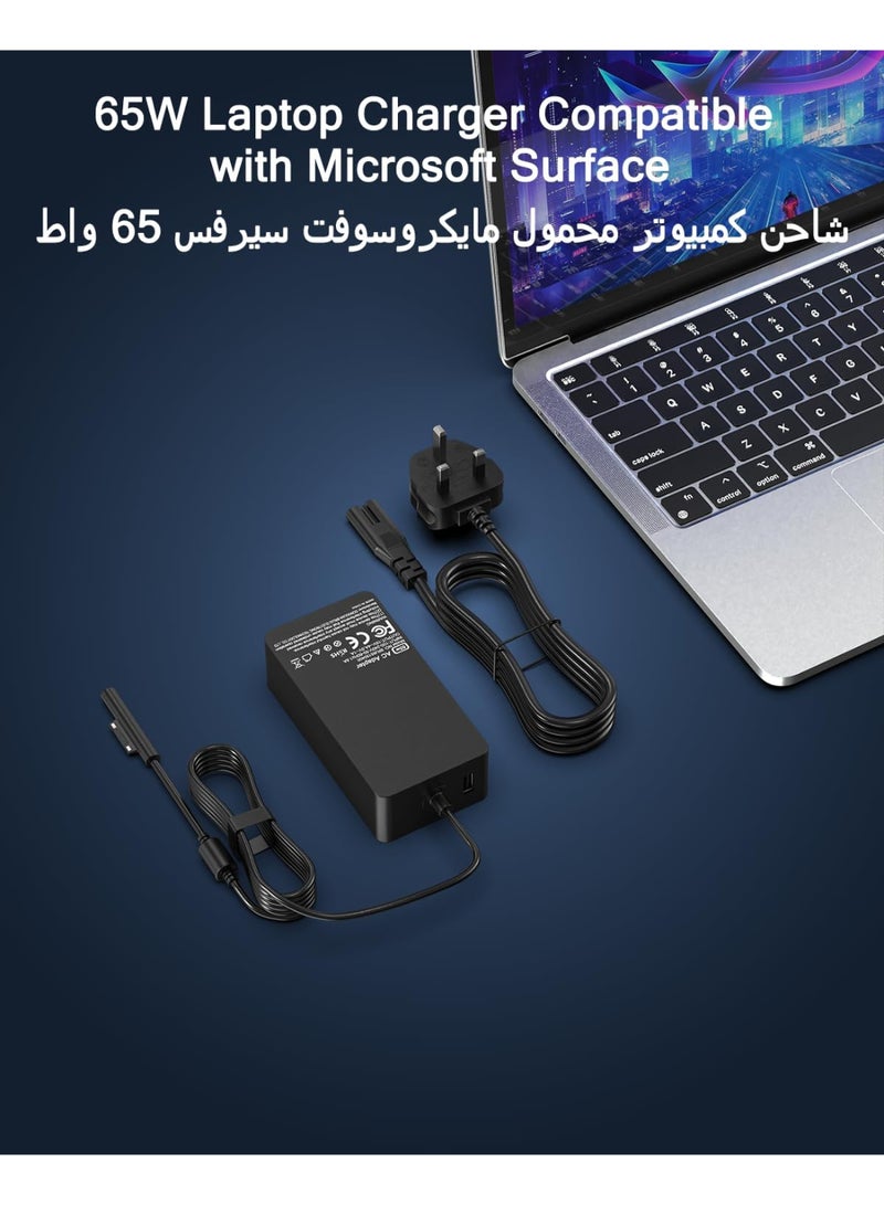 Zexen 65W Surface Pro Charger Fit for Microsoft Surface Pro Surface Pro 11/10/9/8/7+/7/6/5/4/3/X,Surface Laptop1/2/3/4/5,Surface Go1/2/3 & Surface Book1/2/3 Tablet Laptop Charger - Image 4