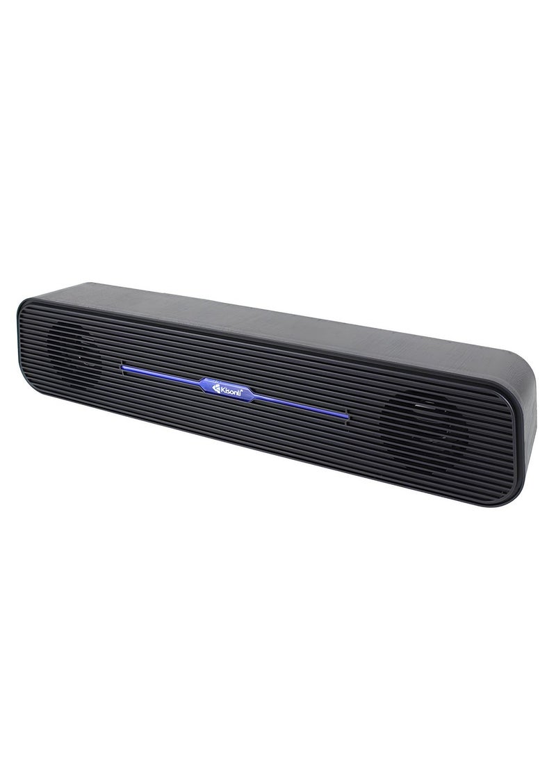 Kisonli i-520 Gaming Soundbar - 2.0 Channel Stereo Speaker, High-Quality Sound-6W, USB Powered, Ideal for PC & Laptop-BLACK - Image 2