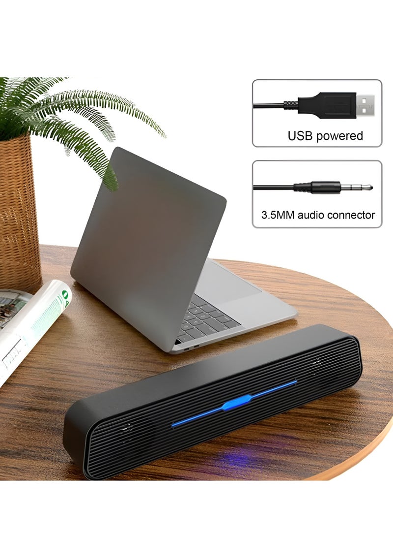 Kisonli i-520 Gaming Soundbar - 2.0 Channel Stereo Speaker, High-Quality Sound-6W, USB Powered, Ideal for PC & Laptop-BLACK - Image 4