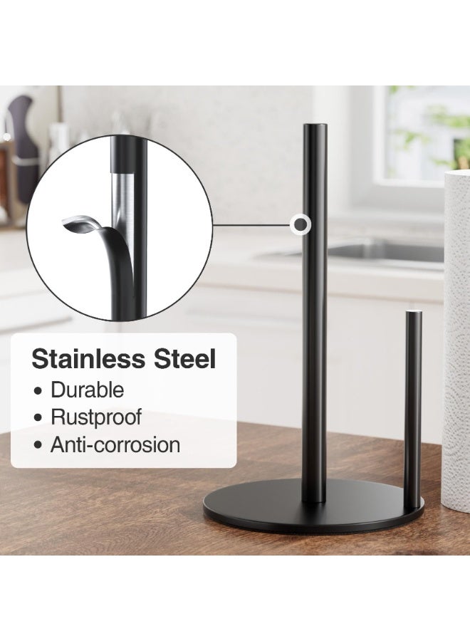 بواو حامل المناشف الورقية BOAO أسود، موزع لفائف المطبخ الفاخر المصنوع من الفولاذ المقاوم للصدأ، منظم لفائف سطح العمل مع قاعدة ثقيلة - Image 3