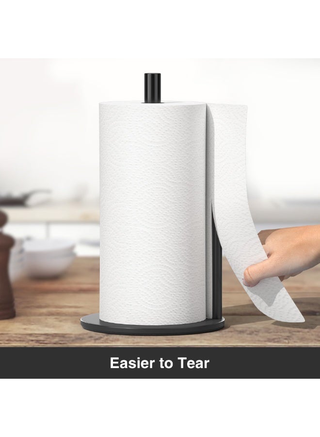 بواو حامل المناشف الورقية BOAO أسود، موزع لفائف المطبخ الفاخر المصنوع من الفولاذ المقاوم للصدأ، منظم لفائف سطح العمل مع قاعدة ثقيلة - Image 2