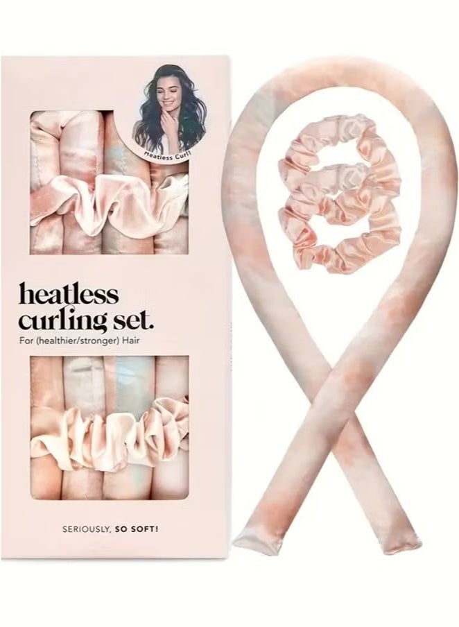 Satin Heatless Curling Set - Hair Rollers for Heatless Curls, Heatless Hair Curlers & Hot Rollers (SunsetTieDye) - Image 1