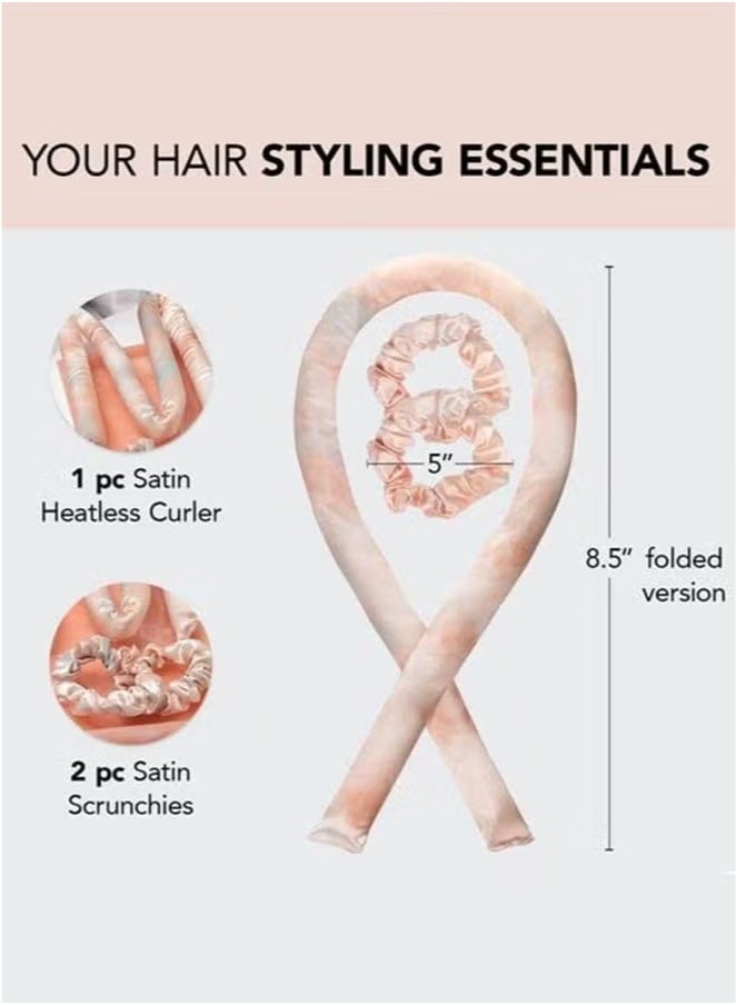 Satin Heatless Curling Set - Hair Rollers for Heatless Curls, Heatless Hair Curlers & Hot Rollers (SunsetTieDye) - Image 2