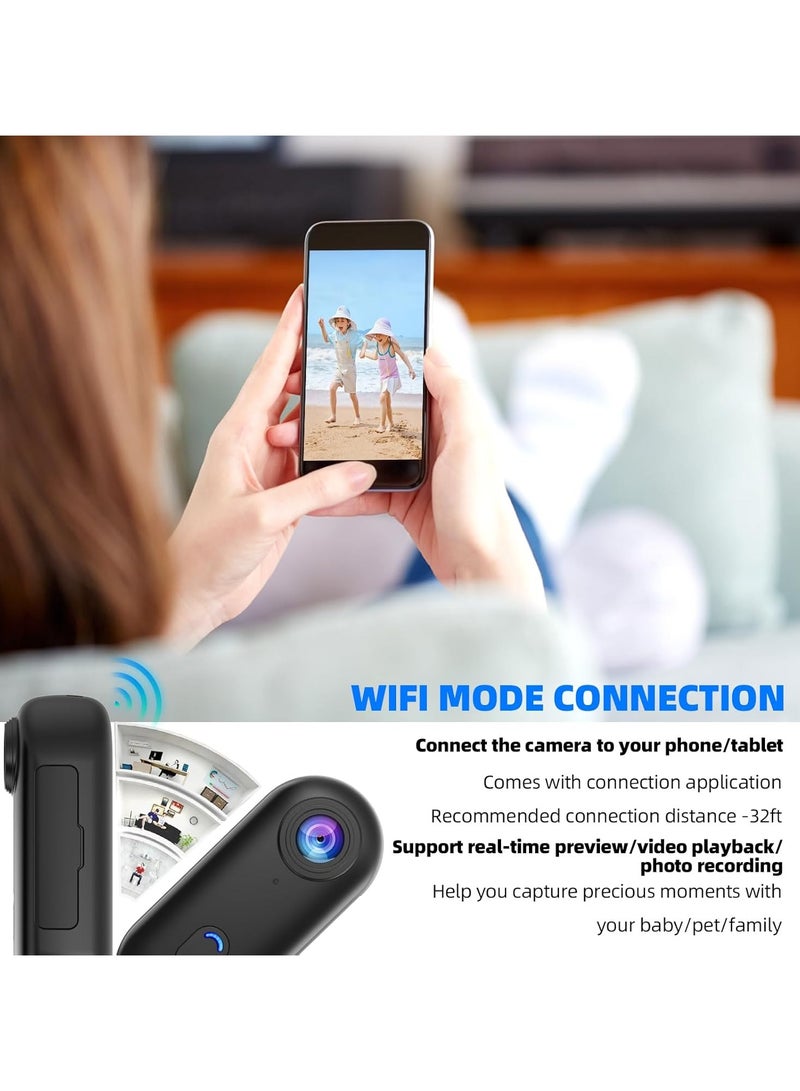أو أوزون 4K Mini Action Camera|Ultra-Light Thumb-Sized Body Cam with WiFi, 360° Rotating Clip, Magnetic Mount, Waterproof Camera for Cycling, Vlogging & Sports - Black - Image 5