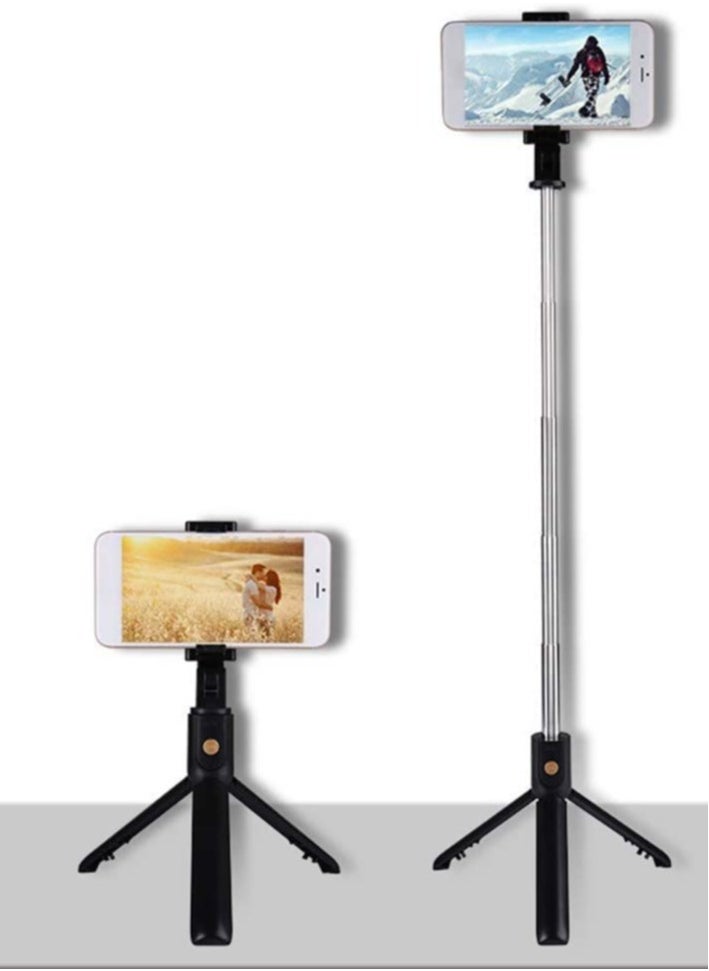 Raxoom K07 Selfie Stick Integrated Tr BT 4.0 Wireless Selfie Stick Mini Portable Extendable Selfie Stick Tr For Smart Phone (Black) - Image 1