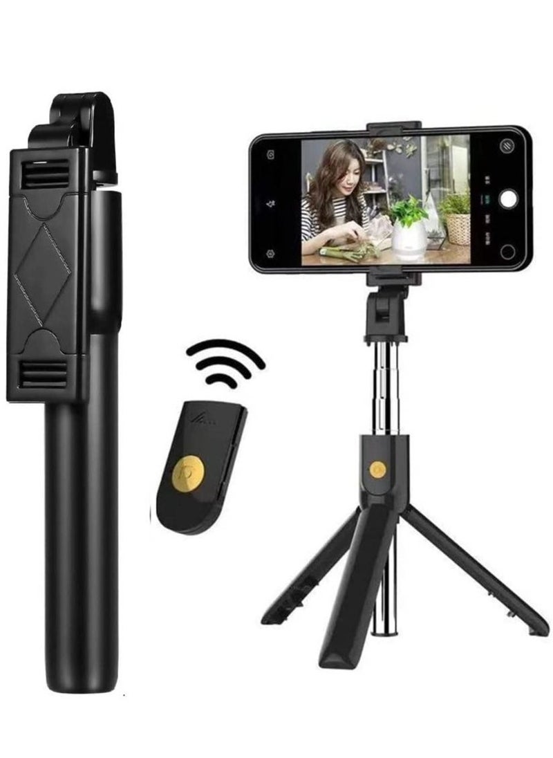 Raxoom K07 Selfie Stick Integrated Tr BT 4.0 Wireless Selfie Stick Mini Portable Extendable Selfie Stick Tr For Smart Phone (Black) - Image 2
