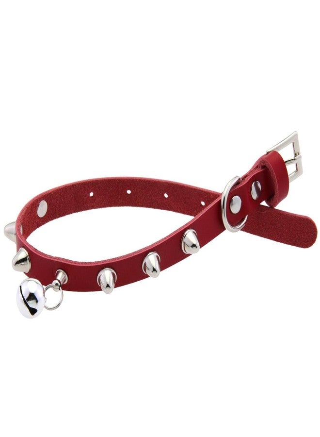 WeimoMonkey Red XS Spiked Cat Collar with Bell Small Rivet Spike Dog Studded Puppy Girl Female Boy Little Cat Kitten Adjustable Collars Pu Leather for XSmall Small Breed Male Spiky Stud Mushrooms Collar - Image 5
