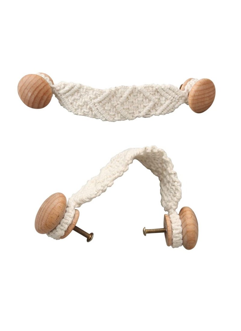 Y&D Rope Knobs Door Handle, Knot Cabinet Drawer Cupboard Furniture Wooden Pulls Handles for Kitchen Wardrobe knobs Dresser (2 Pack)  - Image 1
