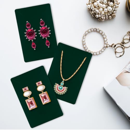 Festiko® 1000 Pcs Premium Jewellery Display Cards (Dark Green) – Earring & Necklace Tags – Rectangle Holder Cards for Jewellery Packaging, Retail, Craft Fairs & Gifting - Image 3