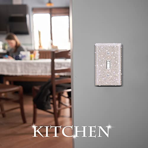 Yookeer Shiny Rhinestones Wall Plate Light Switch Cover Plate Decorative Wall Bling Outlet Cover for Bedroom Accessories Home Decor(Single Gang Toggle,Silver) - Image 5