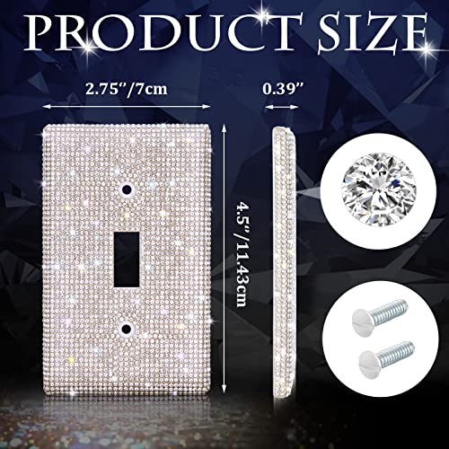 Yookeer Shiny Rhinestones Wall Plate Light Switch Cover Plate Decorative Wall Bling Outlet Cover for Bedroom Accessories Home Decor(Single Gang Toggle,Silver) - Image 2