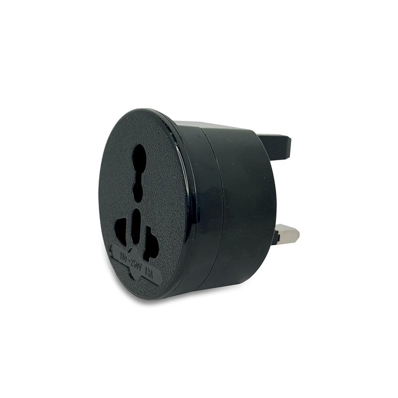MX 3 Pin Round Shape UK Type Flat Pin 13A TypeG Conversion Plug Adapter Travel Plug Black Packof3 - Image 2
