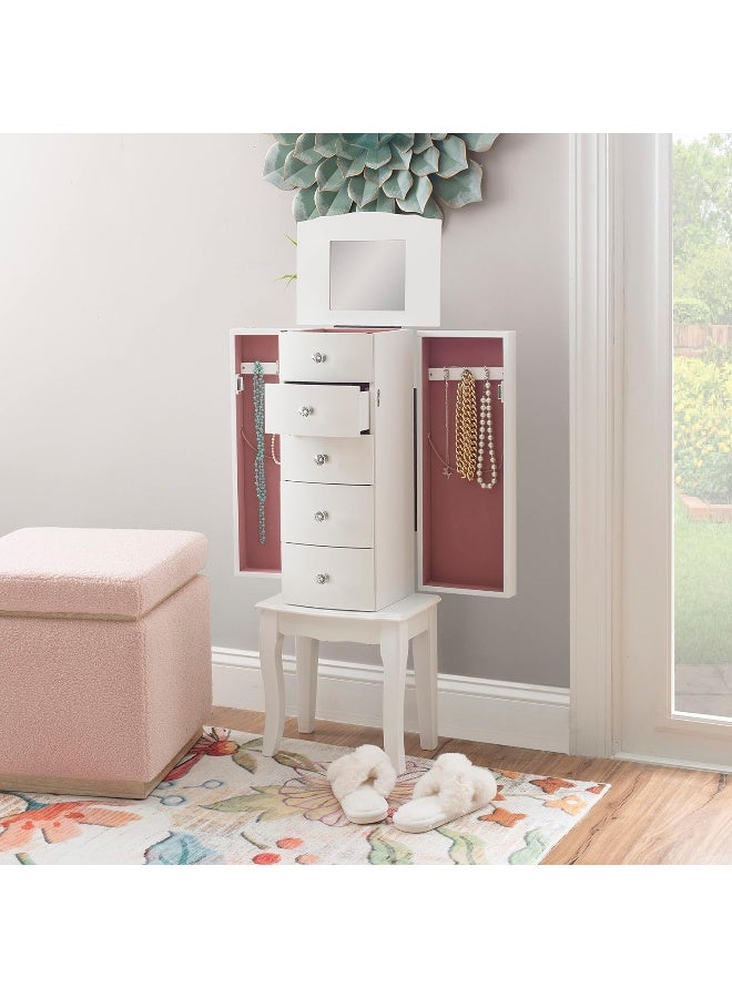Generic Powell  Furniture Jewelry Armoire, White, 13"X 9.375"X 35.6" - Image 4