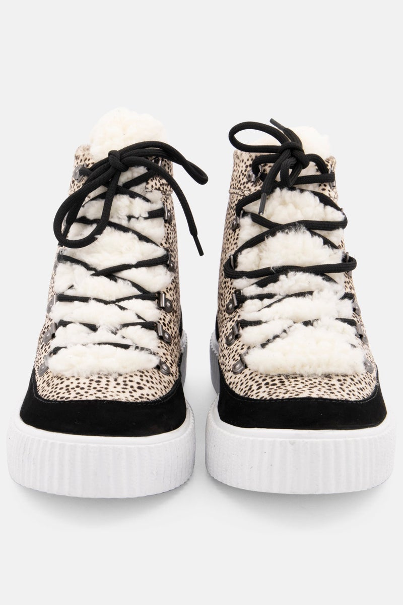 Aqua Women Lace Up High Cut Shoes, Black Combo - Image 4