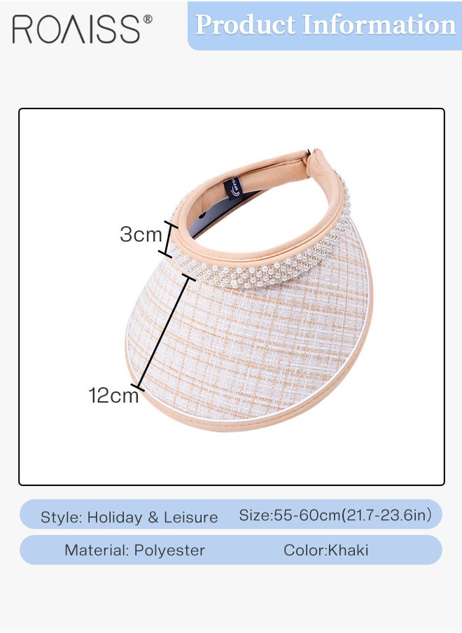 roaiss - Women's Empty Top Pearl Sun Hat, UPF50+ Sun Protection Outdoor Sports Cycling Beach Sun Cap with Thick Windproof Rope, Adjustable Size - Image 1